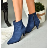  fox shoes women`s navy blue suede low heel boots