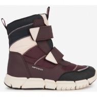  burgundy girls` winter ankle boots geox flexyper - girls