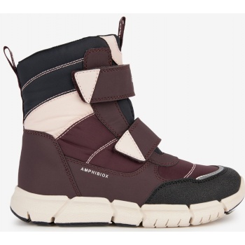 burgundy girls` winter ankle boots geox σε προσφορά