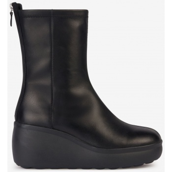 black women`s leather wedge boots geox σε προσφορά