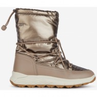  women`s snow boots with leather details in gold geox spherica - women