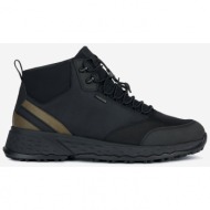  black men`s ankle sneakers with leather details geox sterrato - men`s