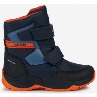  geox orange-blue boys` ankle snow boots with suede details ge - boys