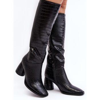 women`s boots with heels, snake print