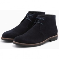  ombre men`s leather tied ankle boots - navy blue