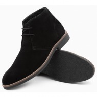  ombre men`s leather tied ankle boots - black