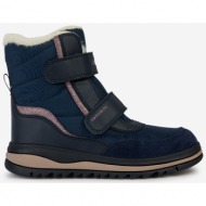  black and blue girls` ankle snow boots with suede details geox adel - girls