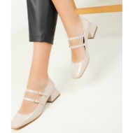  soho beige patent leather women`s classic heeled shoes 18524