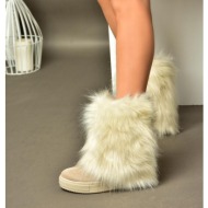  fox shoes r602043002 women`s beige suede wedge heels pile women`s boots