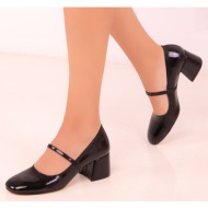  soho black patent leather women`s classic heeled shoes 18395