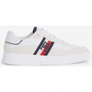  men`s cream sneakers with suede details tommy hilfiger - men`s