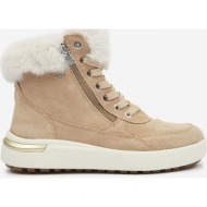  beige women`s suede ankle winter boots geox d dalyla - women