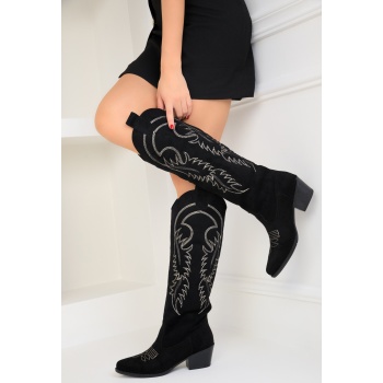 soho women`s black suede boots 18612