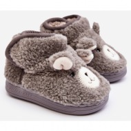  children`s insulated slippers with teddy bear, grey eberra