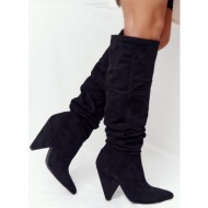  women`s suede boots lu boo black
