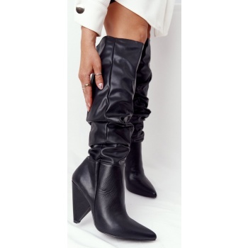 women`s leather boots lu boo black σε προσφορά