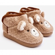  children`s insulated slippers with teddy bear, beige eberra