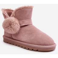  women`s suede snow boots with cutouts, pink eraclio