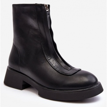 women`s flat boots with zipper black σε προσφορά