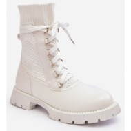  women`s boots with lace-up sock white gentiana