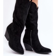  women`s over-the-knee cowboy boots - black oppore