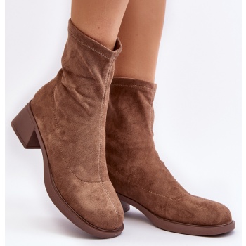 women`s low-heeled boots - brown σε προσφορά