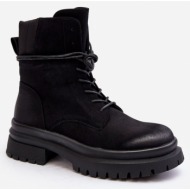  women`s trapper ankle boots with a thick sole, black narelona