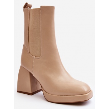 beige women`s platform boots high heel σε προσφορά
