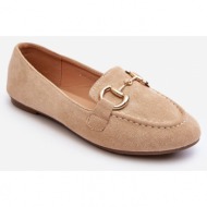  women`s loafers with eco-suede trim, beige winality