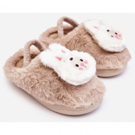  children`s furry slippers bunny beige dicera