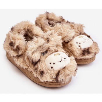 children`s fur slippers with teddy σε προσφορά