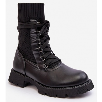 women`s lace-up ankle boots black σε προσφορά