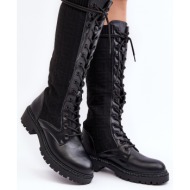  women`s lace-up boots with elastic upper black virxinia