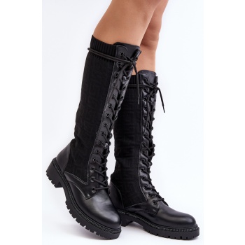 women`s lace-up boots with elastic σε προσφορά