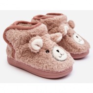  children`s insulated slippers with teddy bear, pink eberra