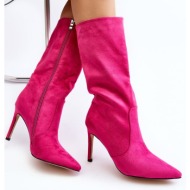  women`s mid-heeled boots fuchsia odetteia