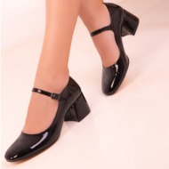  soho black patent leather women`s classic heeled shoes 18447