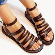 marjin women`s genuine leather lightweight eva sole flip-flops daily sandals saper brown.
