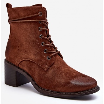 women`s lace-up low-heeled shoes, brown σε προσφορά