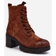  women`s lace-up boots with high heels - brown lunielle