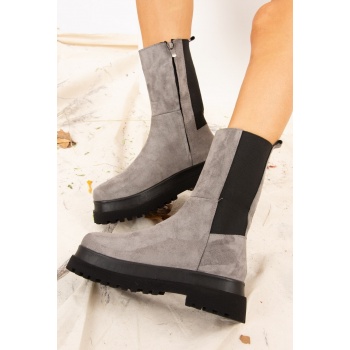 fox shoes women`s gray suede boots σε προσφορά