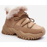  women`s trapper boots with fur, beige cresandi