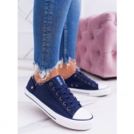  women`s classic low sneakers big star dd274335 navy blue