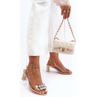  transparent high-heeled sandals, gold s.barski