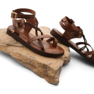  marjin women`s genuine leather accessoried eva sole with crossed threads detail daily sandals rivade