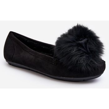 women`s loafers with fur black novas σε προσφορά