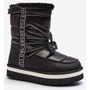 women`s snow boots with lacing black σε προσφορά
