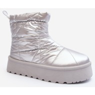  silver women`s fionia snow boots on a massive platform