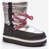  women`s snow boots with silver lacing