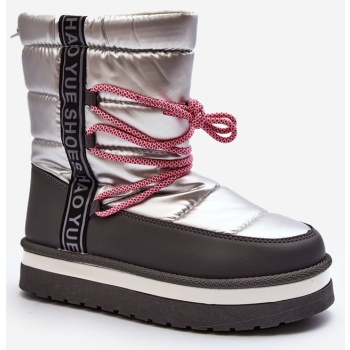 women`s snow boots with silver lacing σε προσφορά
